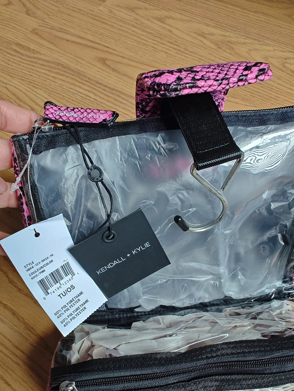 KENDALL + KYLIE Pink Snake Skin Hanging Toiletry Bag Makeup Organizer NWT